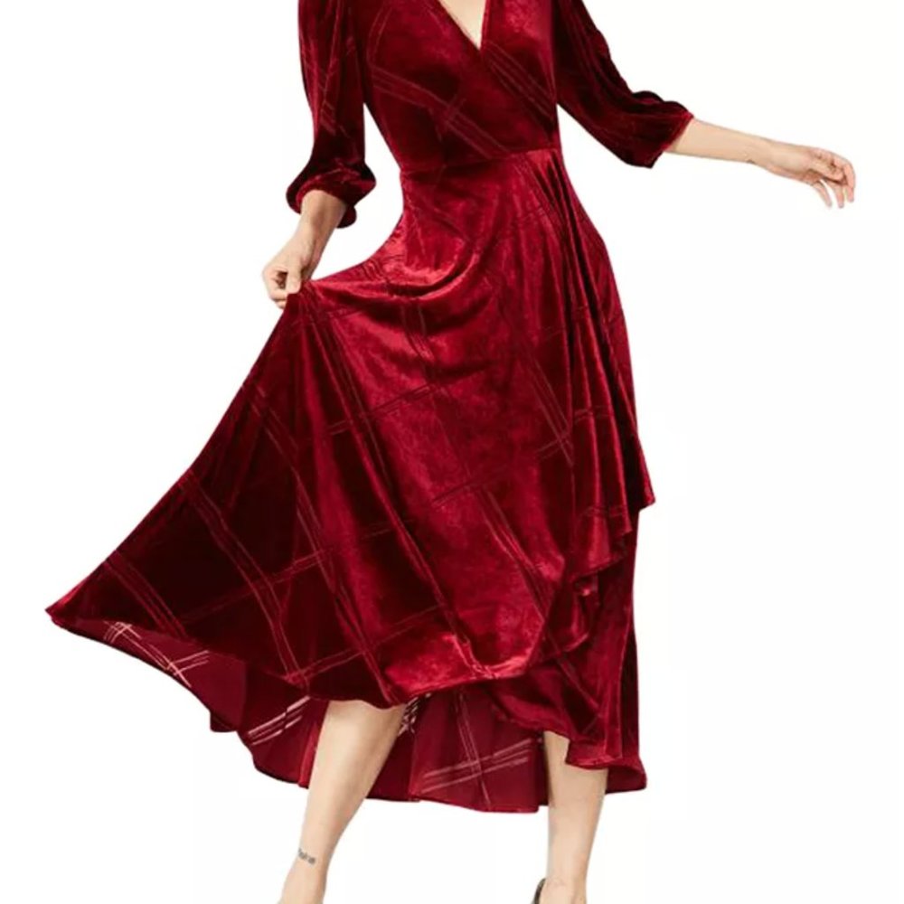 Calvin Klein Red Burnout Velvet Dress Size 16
